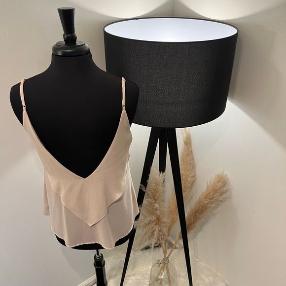 Naked Zebra Cream Ruffled Tank Cami Size Large - Picture 3 of 3